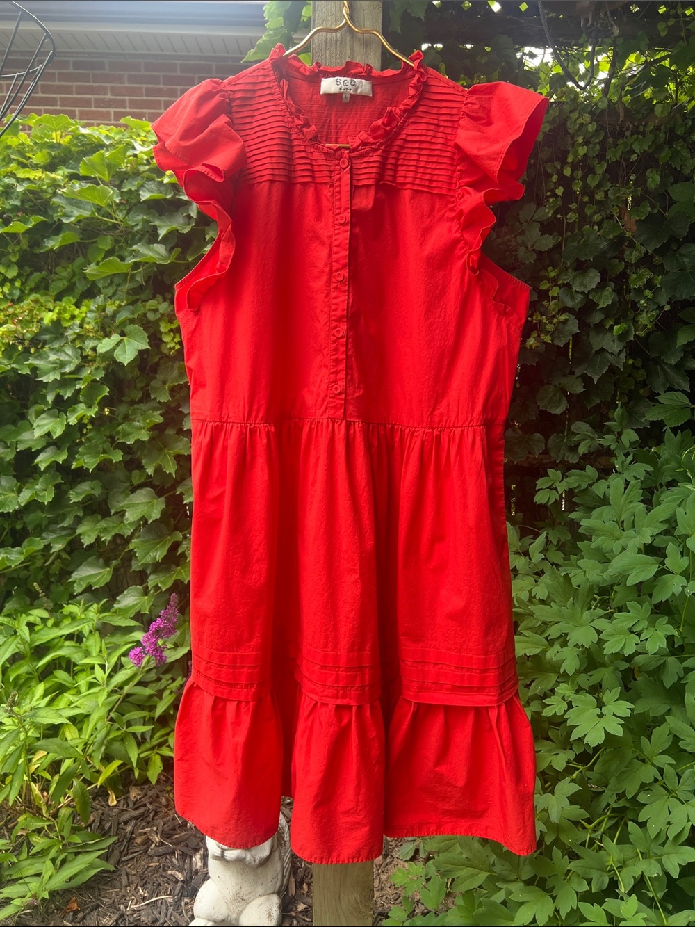 Sea New York Cotton Poplin Ruffle Dress